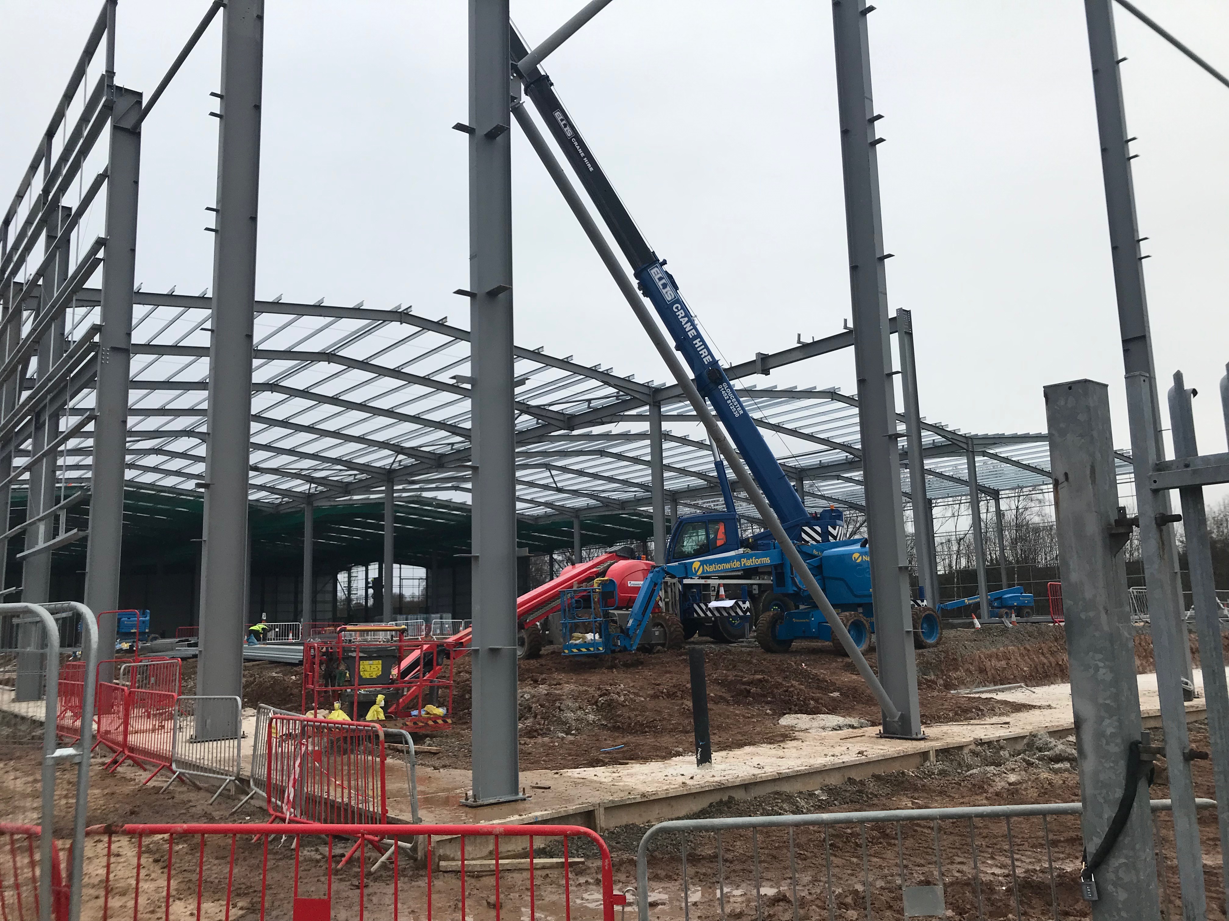 Framework of the new Worcester building being erected